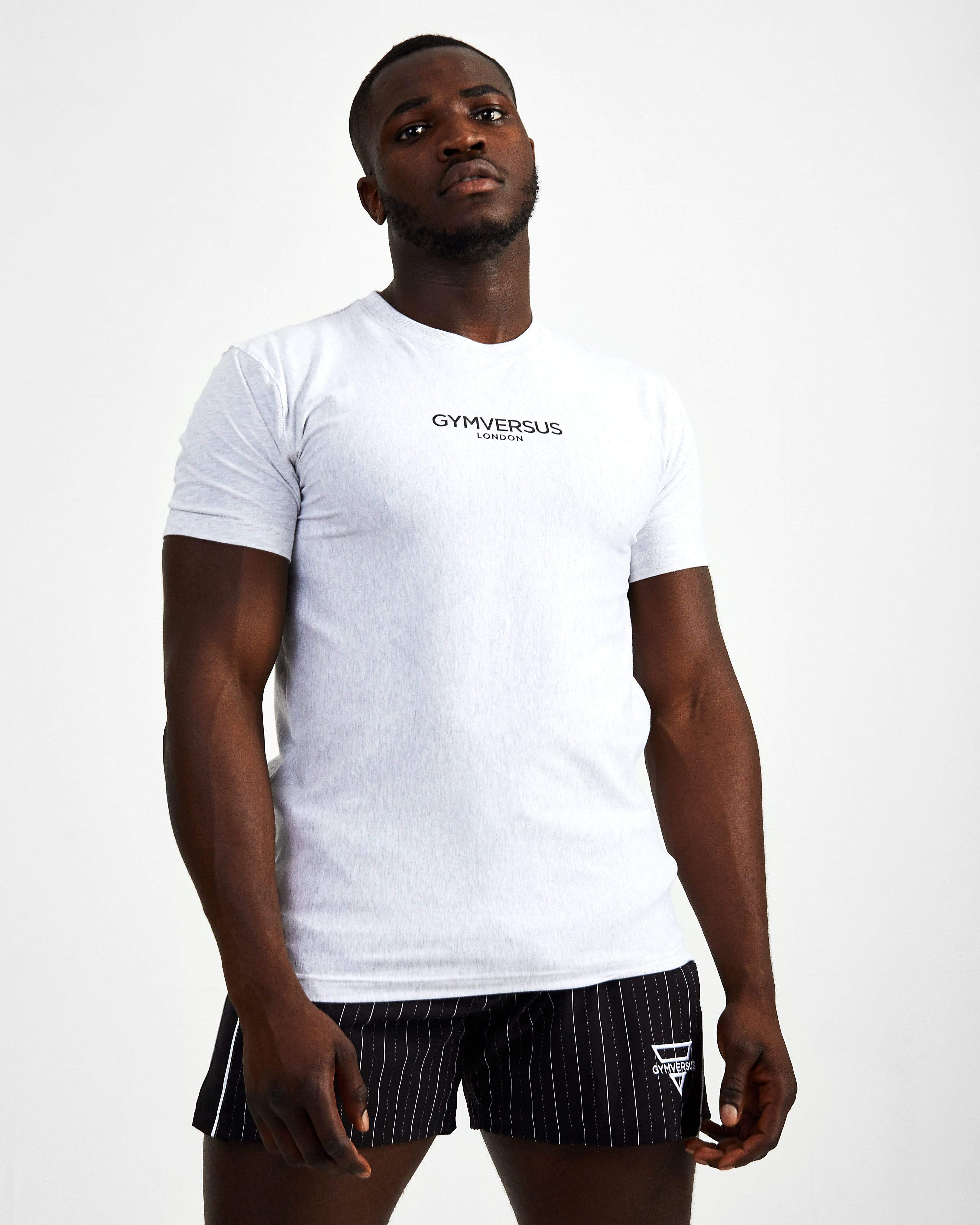 Small Logo Starter Crew Neck Tee - Marl Grey - GYMVERSUS