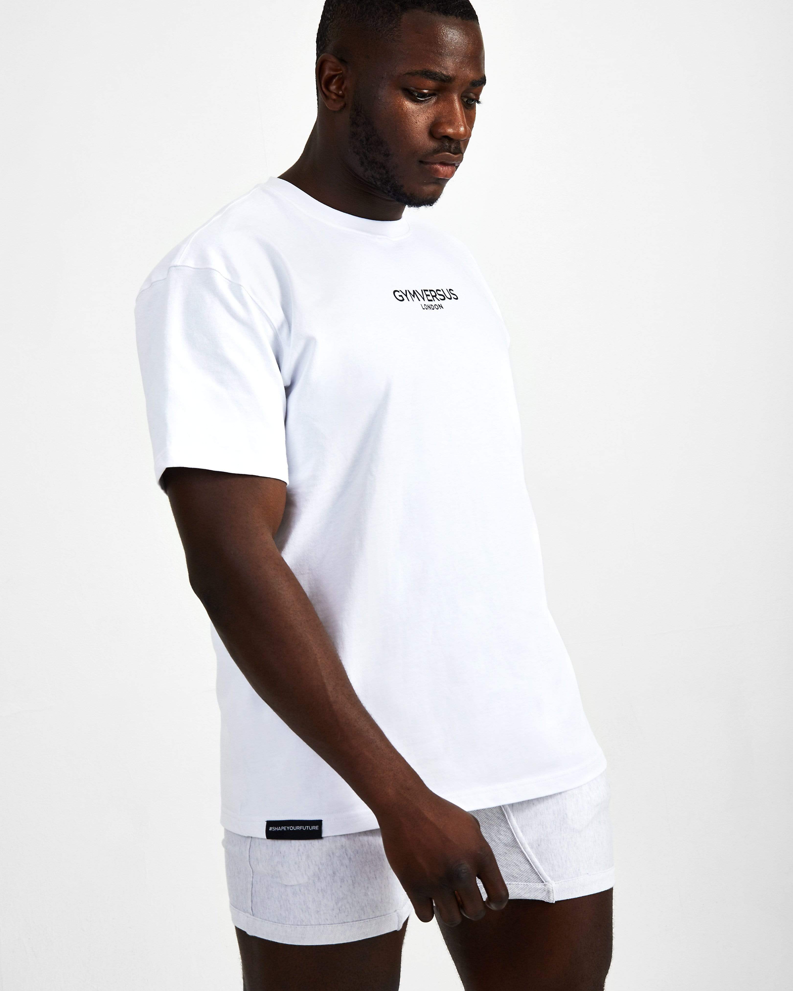 Small Logo Superset Oversized Cotton Tee - White - GYMVERSUS