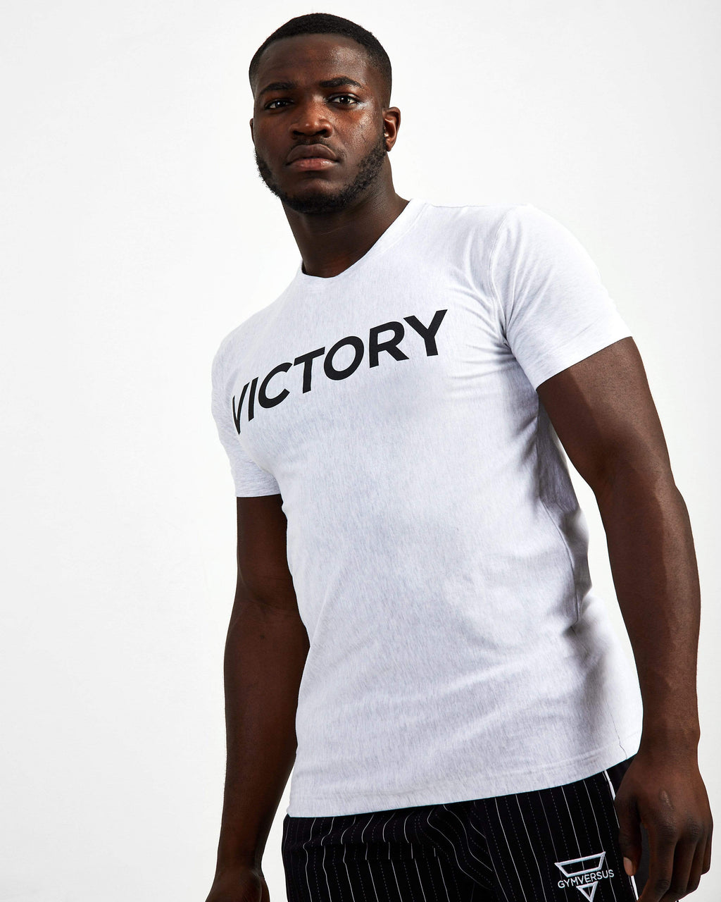 Victory Starter Crew Neck Tee - Marl Grey - GYMVERSUS