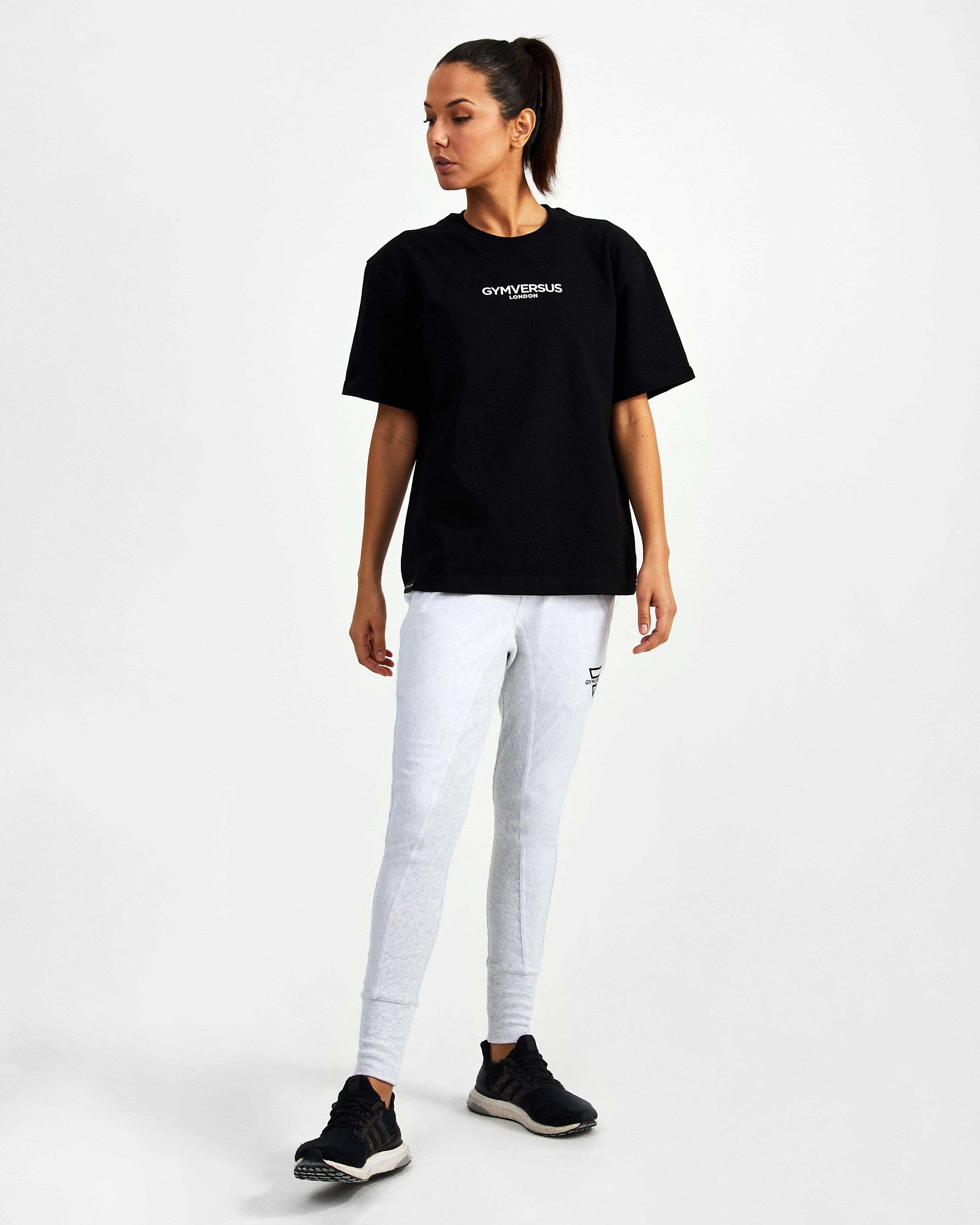 Small Logo Superset Oversized Cotton Tee - Black - GYMVERSUS