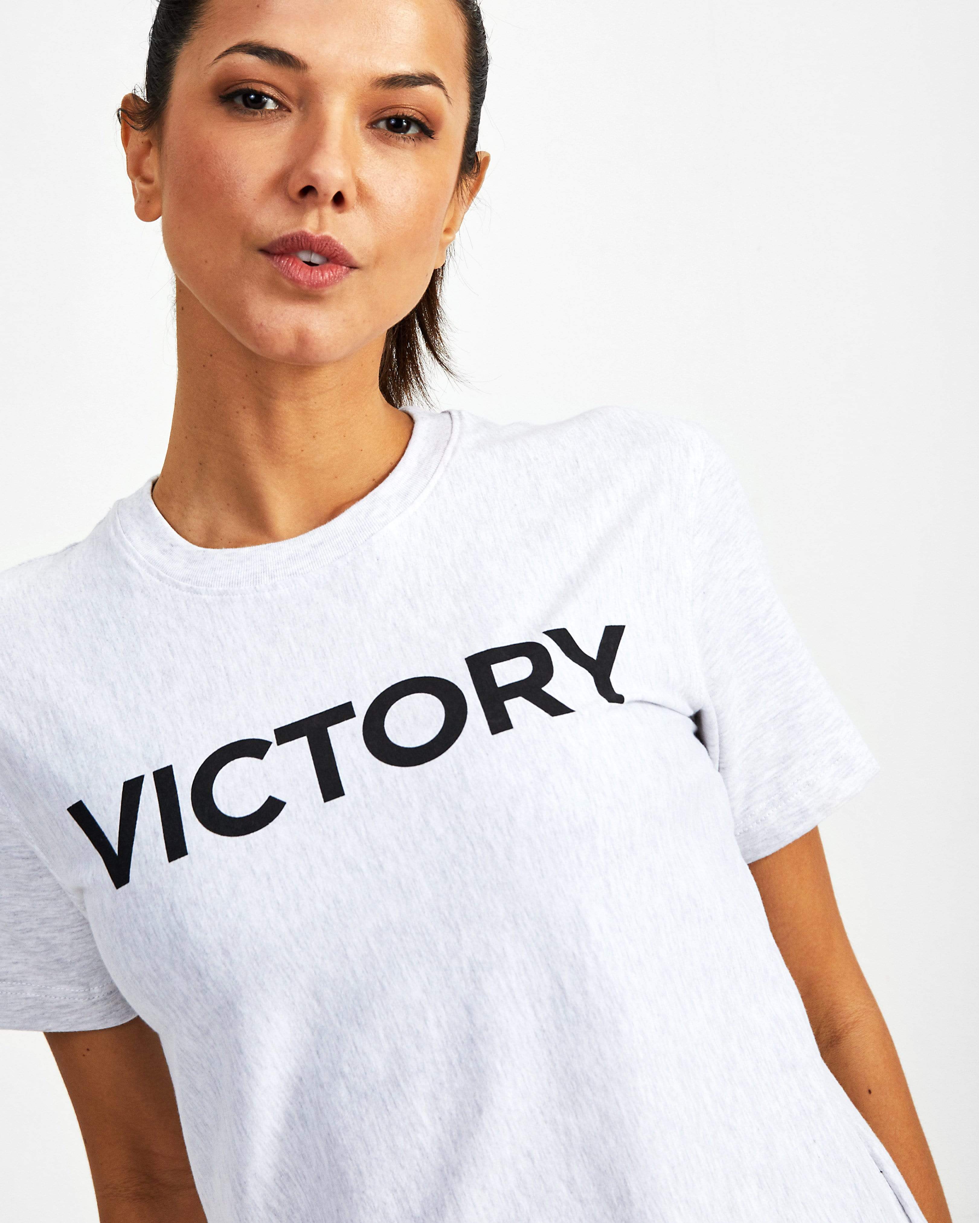 Victory Starter Crew Neck Tee - Marl Grey - GYMVERSUS