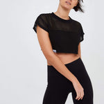 Mesh Crop Top - Black - GYMVERSUS