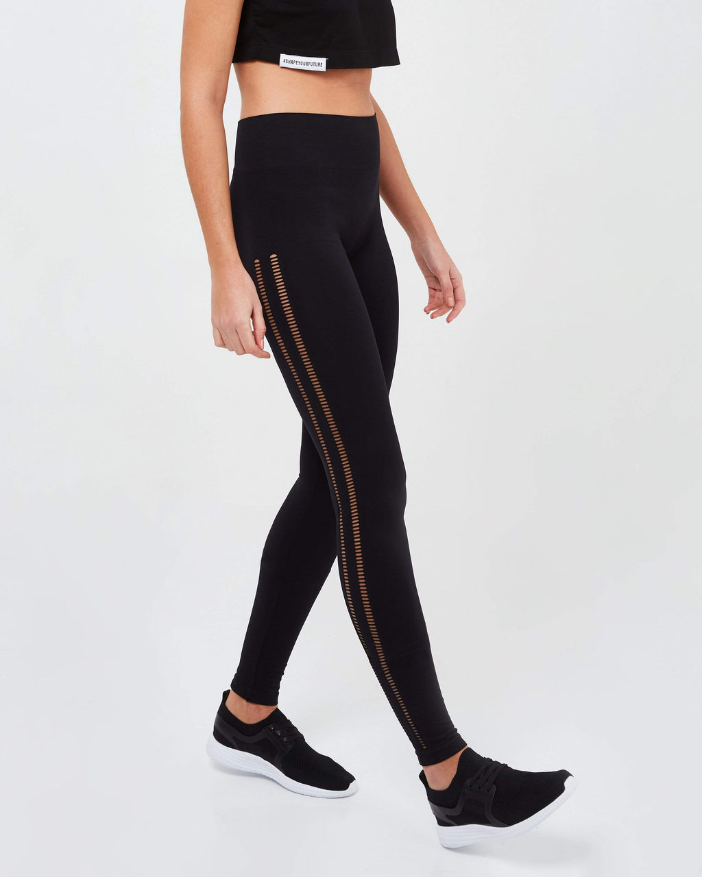 Seamless Mesh Leggings - Black - GYMVERSUS