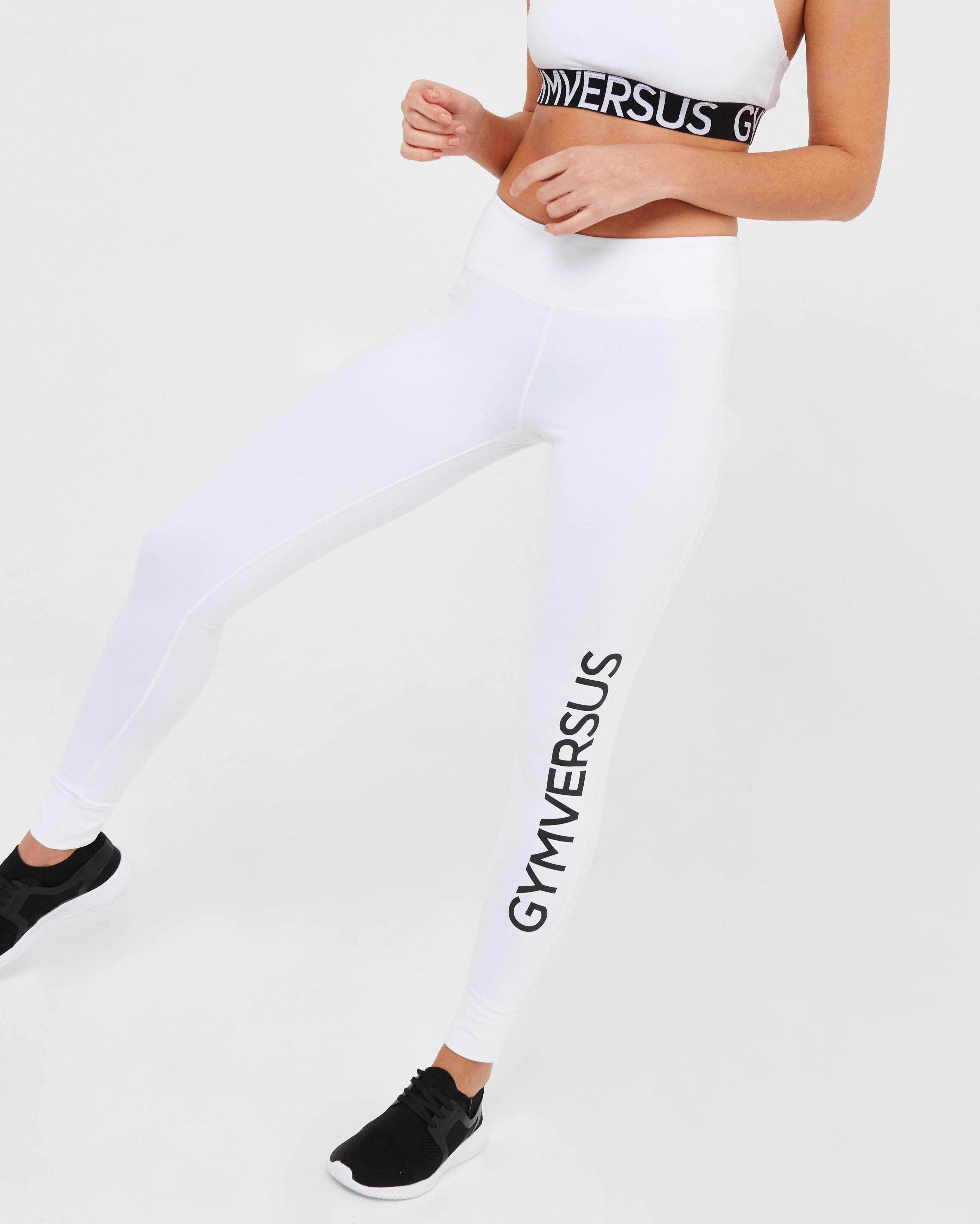 White Logo Leggings - GYMVERSUS
