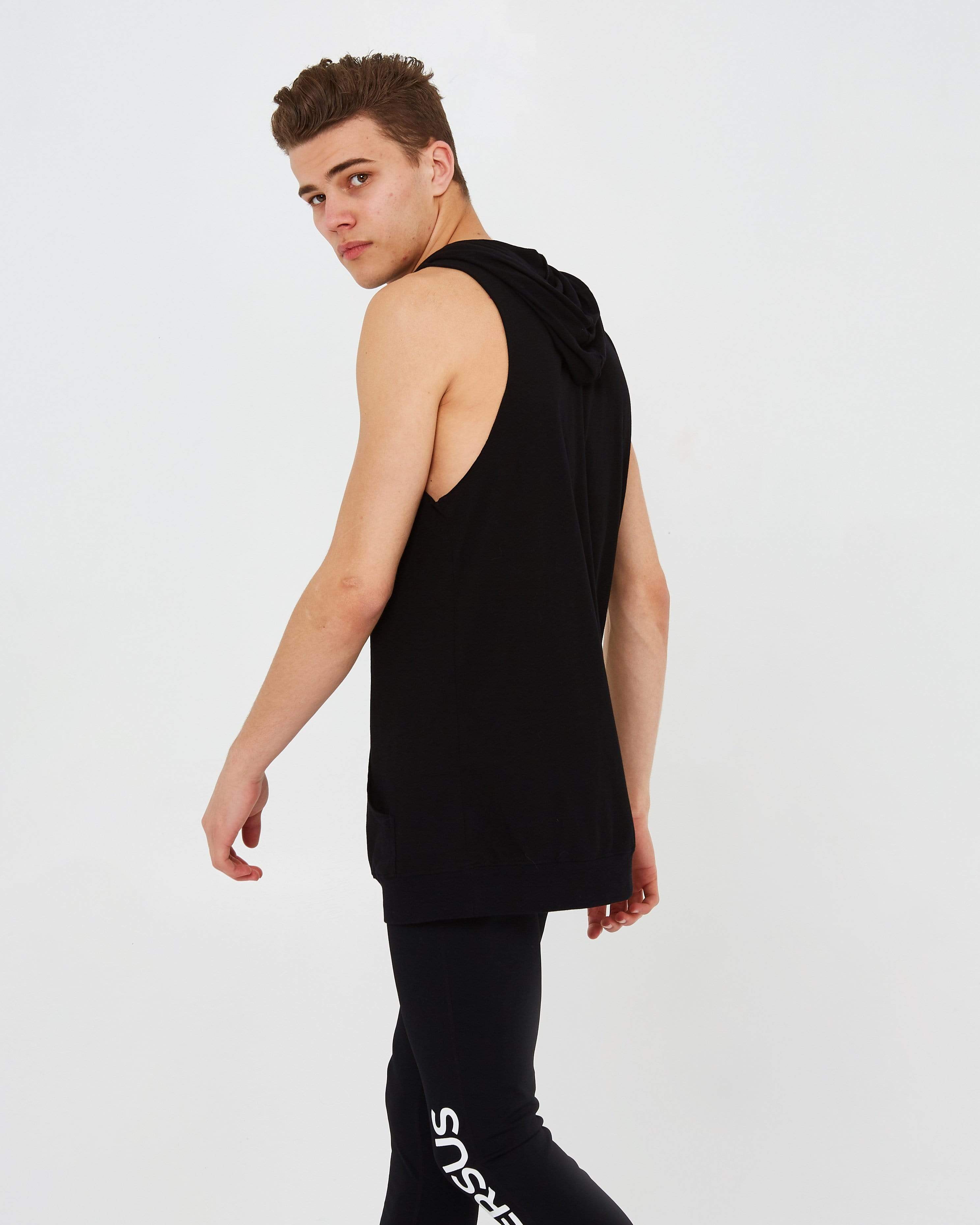 Sleeveless Hoodie - Black - GYMVERSUS